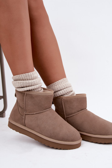 Bottes de neige chaudes en faux daim avec fourrure à l'intérieur en couleur sable Amandine 2