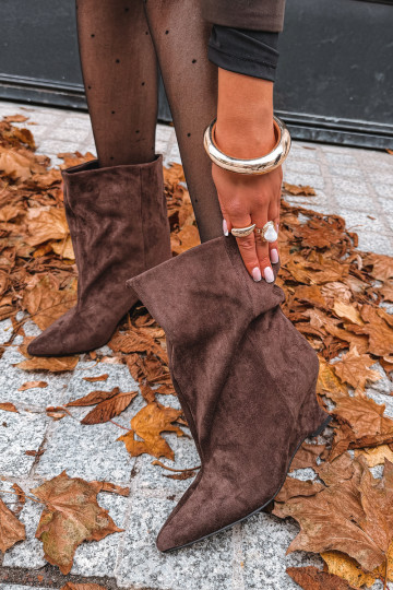 Bottines à enfiler avec plateforme en couleur chocolat Coralise