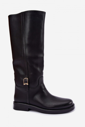 bottes hautes avec boucles et talons larges en couleur noire Ismerelle 2