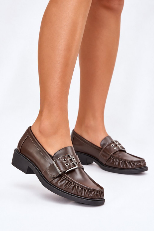 Mocassins pour femmes avec volants et boucles en chocolat Daliare