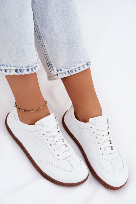 Chaussures décontractées en cuir blanches Barefoot Zazoo N1243