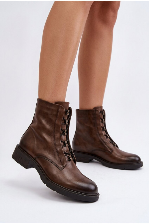 Bottes chelsea brunes isolées en cuir naturel Vinceza 133113