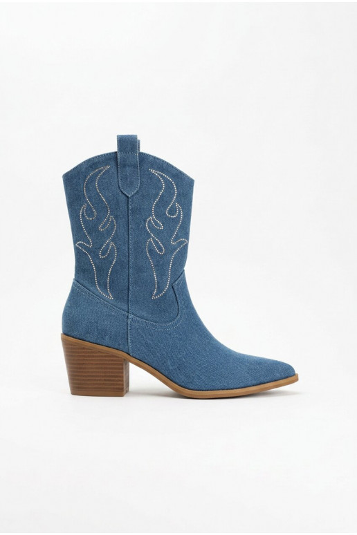 Bottes chelsea en denim de style cowboy avec talons et décoration Perella