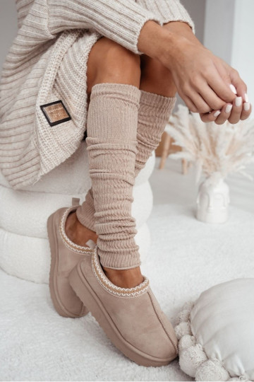 Chaussettes en coton réchauffées avec motif couleur sable