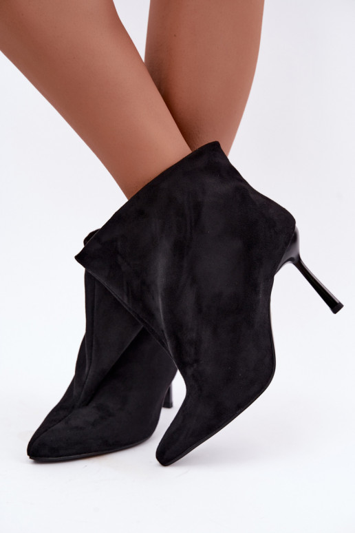 Bottines à enfiler avec talons fins en noir Kamea