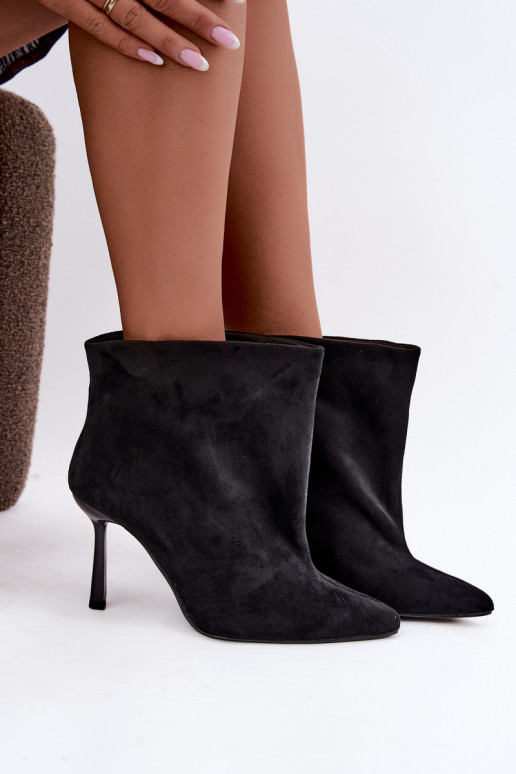 Bottines à enfiler avec talons fins en noir Kamea