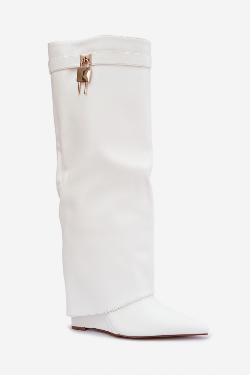 Bottes hautes Mirettea avec plateforme et sangles décoratives blanches