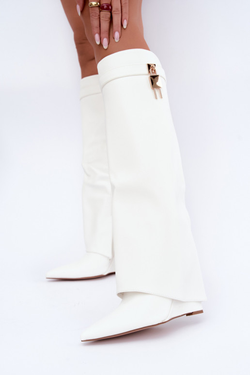 Bottes hautes Mirettea avec plateforme et sangles décoratives blanches
