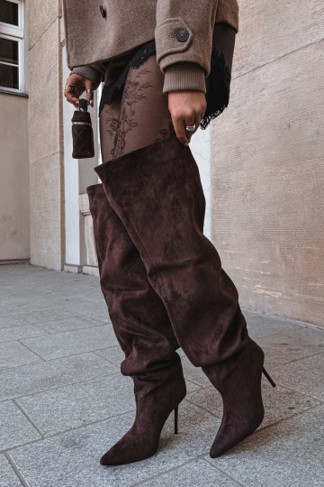 Bottes hautes pour femmes avec talons fins couleur marron Aderelle 2
