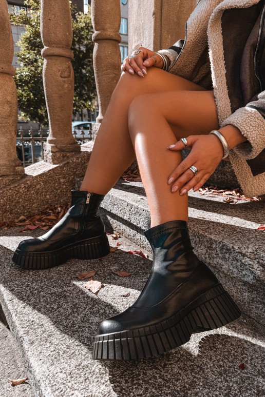 Bottines en cuir noires avec plateforme Elmorine