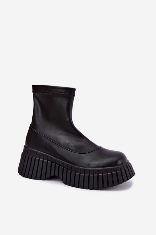 Bottines en cuir noires avec plateforme Elmorine