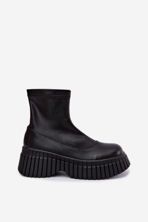 Bottines en cuir noires avec plateforme Elmorine