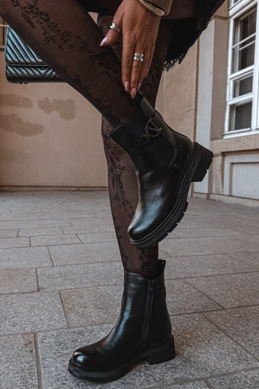 Bottines chaudes et stylées avec ornements en noir Janira