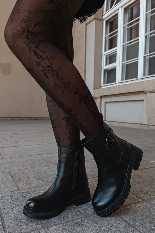 Bottines chaudes et stylées avec ornements en noir Janira