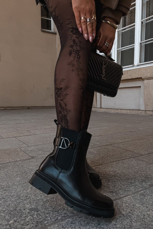 Bottines chaudes et stylées avec ornements en noir Janira