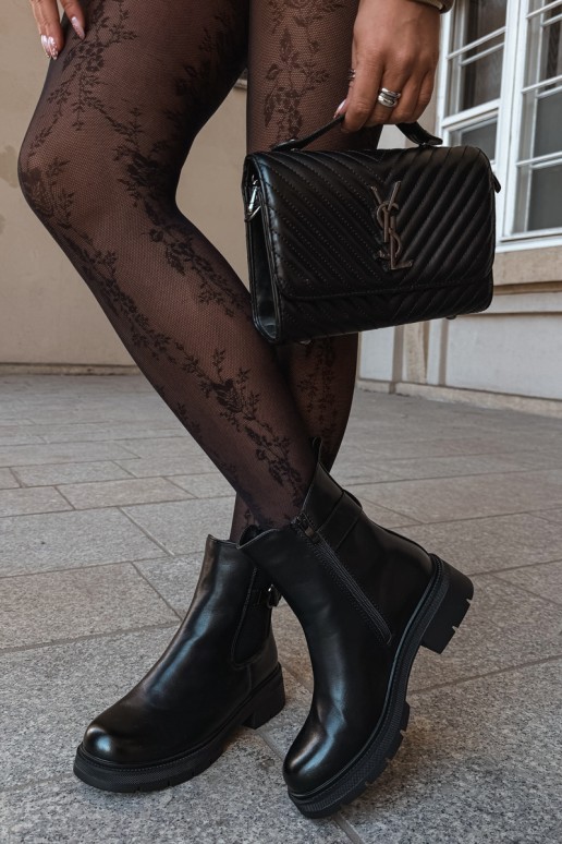 Bottines chaudes et stylées avec ornements en noir Janira