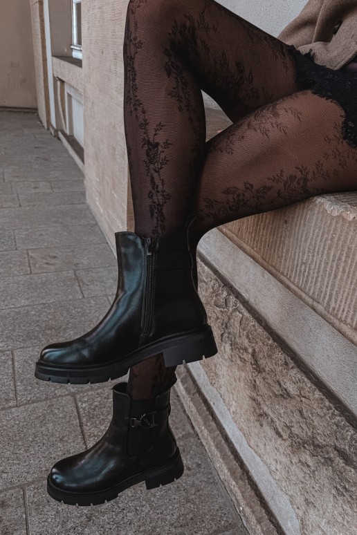 Bottines chaudes et stylées avec ornements en noir Janira