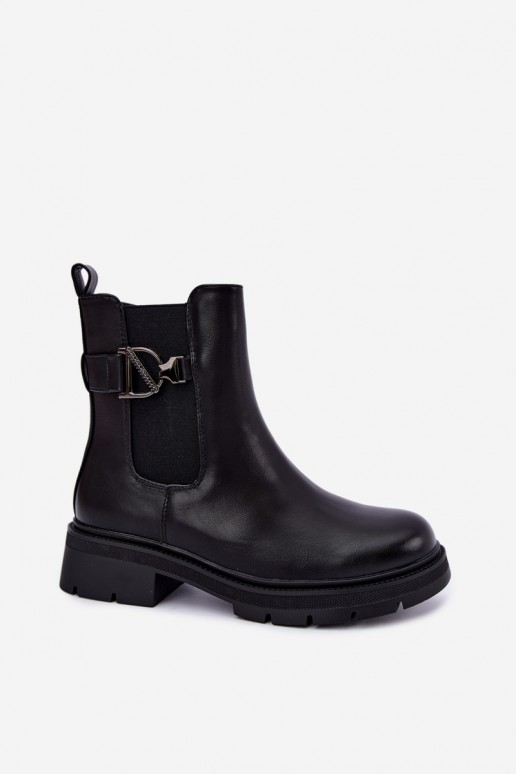 Bottines chaudes et stylées avec ornements en noir Janira