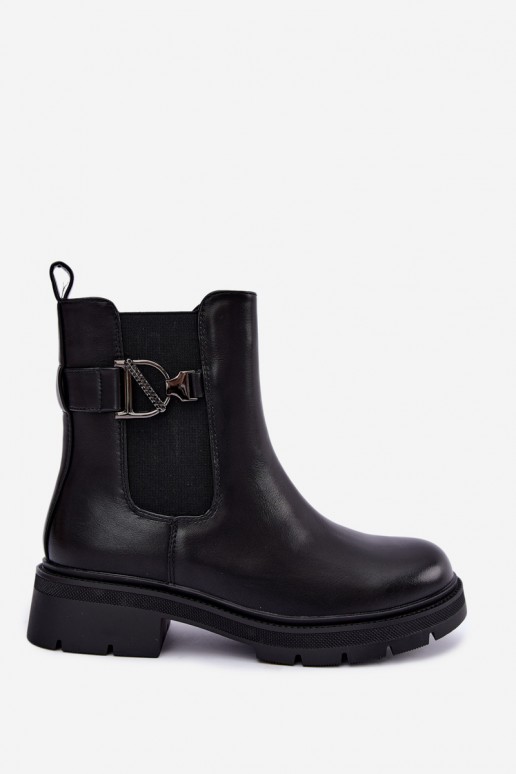 Bottines chaudes et stylées avec ornements en noir Janira