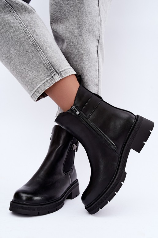 Bottines chaudes et stylées avec ornements en noir Janira