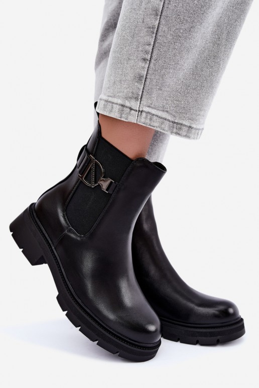 Bottines chaudes et stylées avec ornements en noir Janira