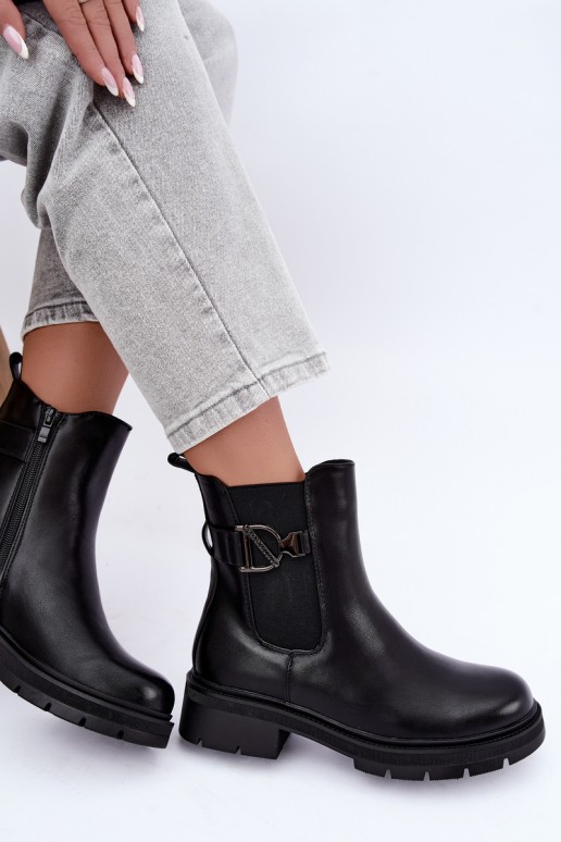 Bottines chaudes et stylées avec ornements en noir Janira
