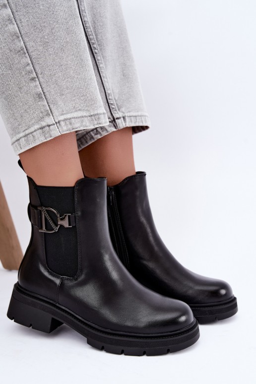 Bottines chaudes et stylées avec ornements en noir Janira