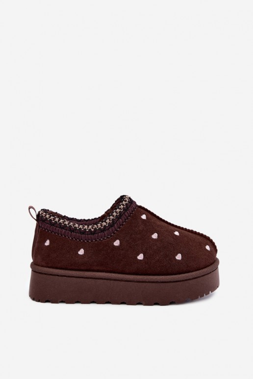 bottes de neige pour enfants isolées avec cœurs et fourrure en couleur marron Meldrena