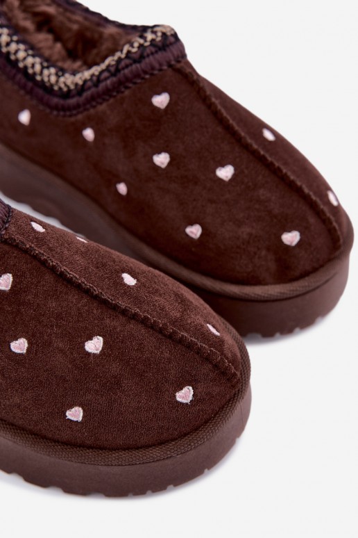 bottes de neige pour enfants isolées avec cœurs et fourrure en couleur marron Meldrena