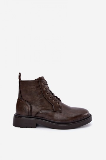 bottines pour hommes avec lacets en couleur marron foncé Perrielle 2