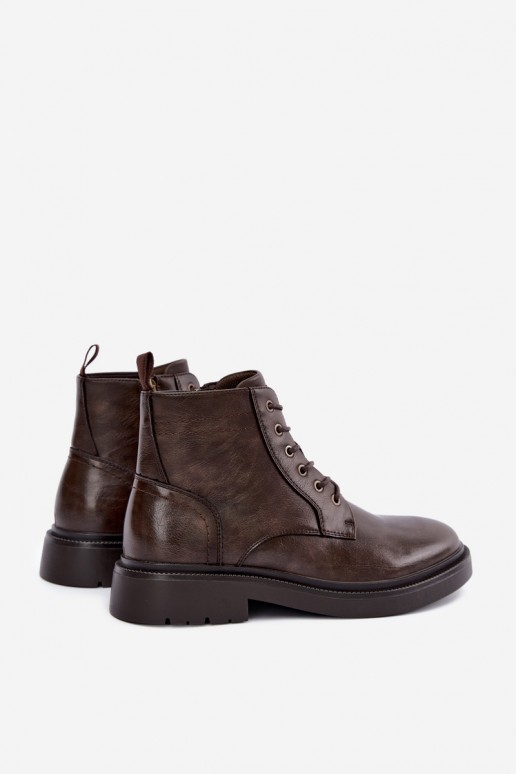 bottines pour hommes avec lacets en couleur marron foncé Perrielle