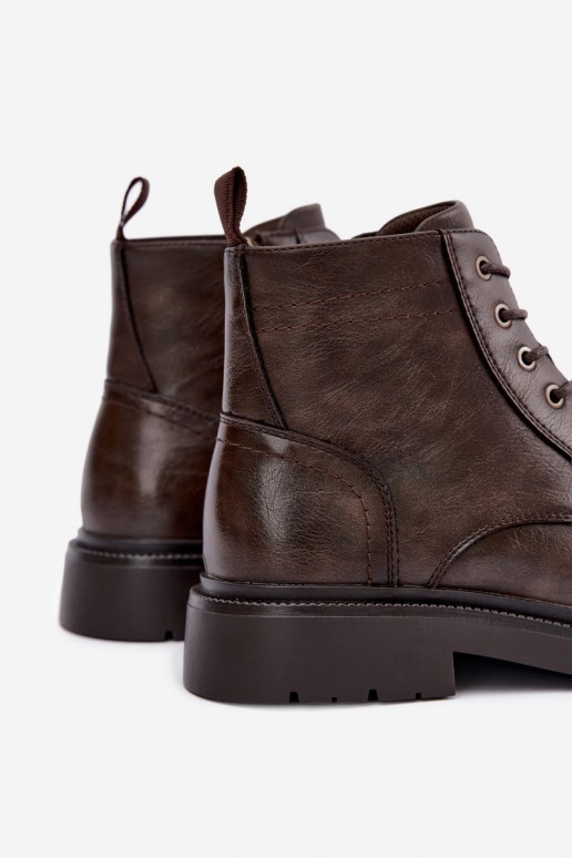 bottines pour hommes avec lacets en couleur marron foncé Perrielle