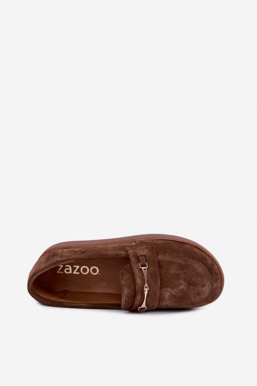 mokassins en daim synthétique marron Zazoo