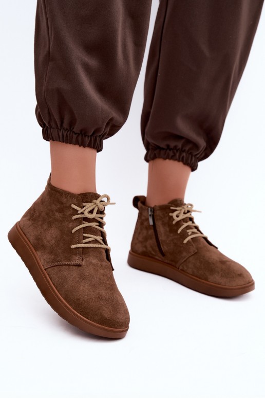 bottes chelsea isolées en cuir naturel Zazoo 328 couleur marron