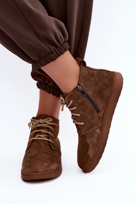 bottes chelsea isolées en cuir naturel Zazoo 328 couleur marron