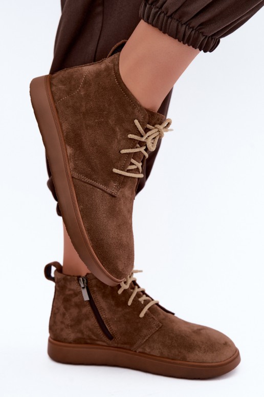 bottes chelsea isolées en cuir naturel Zazoo 328 couleur marron