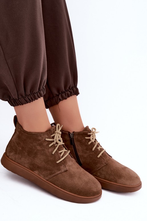 bottes chelsea isolées en cuir naturel Zazoo 328 couleur marron
