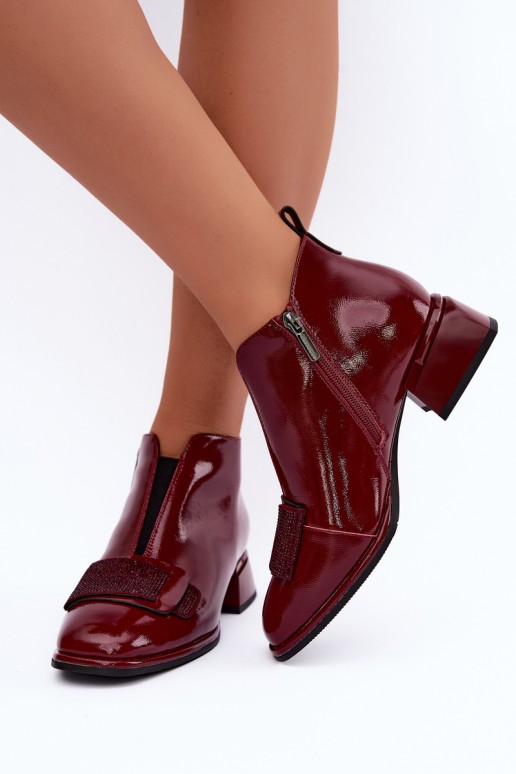 bottes chelsea isolées en vernis Klocke Artiker 59C0107 couleur bordeaux