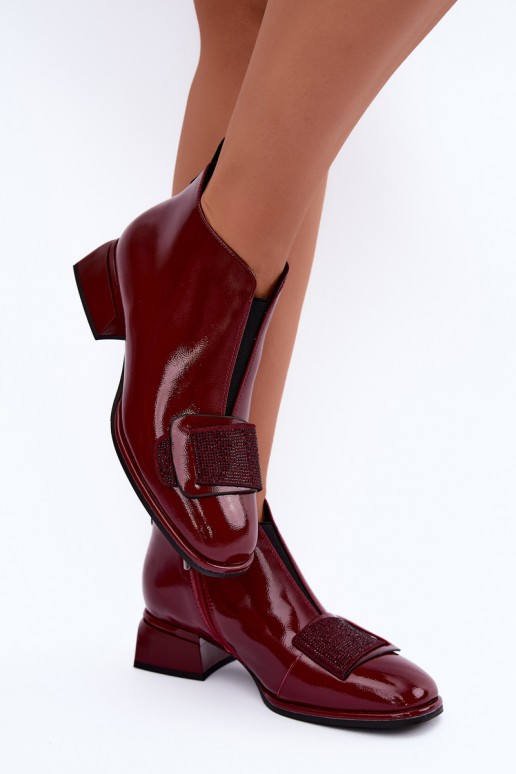 bottes chelsea isolées en vernis Klocke Artiker 59C0107 couleur bordeaux
