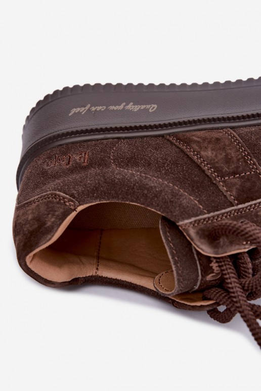 baskets à plateforme en daim synthétique Lee Cooper LCJ-26-01-4644 couleur chocolat