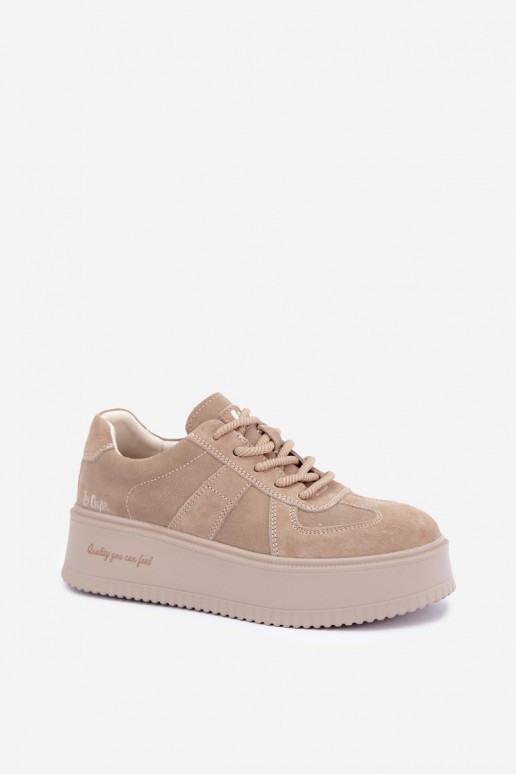 baskets à plateforme en daim synthétique Lee Cooper LCJ-26-01-4643 couleur sable