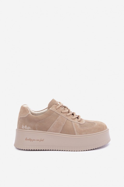 baskets à plateforme en daim synthétique Lee Cooper LCJ-26-01-4643 couleur sable