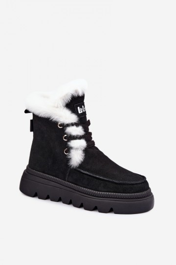 bottes de neige pour femmes en daim synthétique Lee Cooper LCJ-25-01-3737 couleur noire