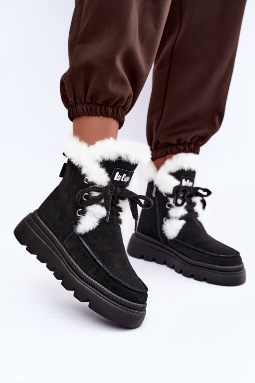 bottes de neige pour femmes en daim synthétique Lee Cooper LCJ-25-01-3737 couleur noire