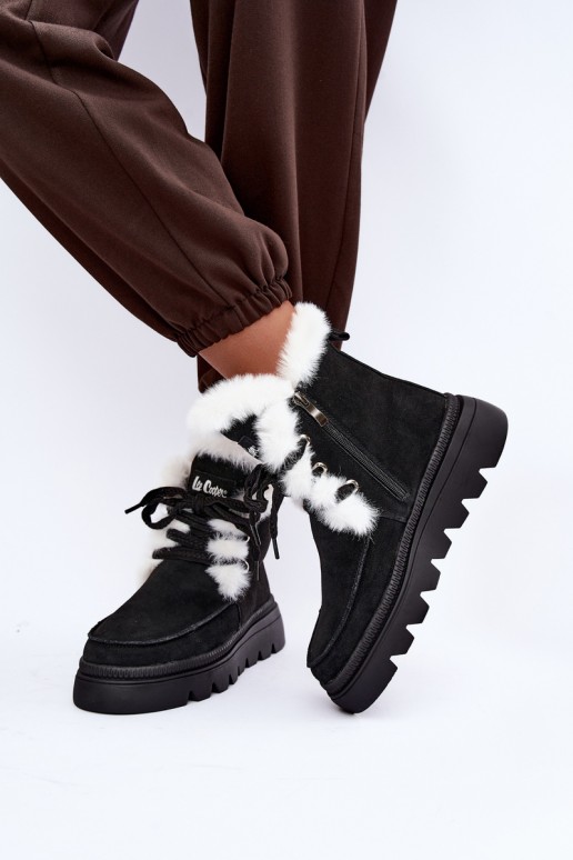 bottes de neige pour femmes en daim synthétique Lee Cooper LCJ-25-01-3737 couleur noire