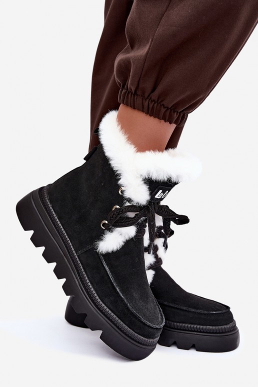 bottes de neige pour femmes en daim synthétique Lee Cooper LCJ-25-01-3737 couleur noire
