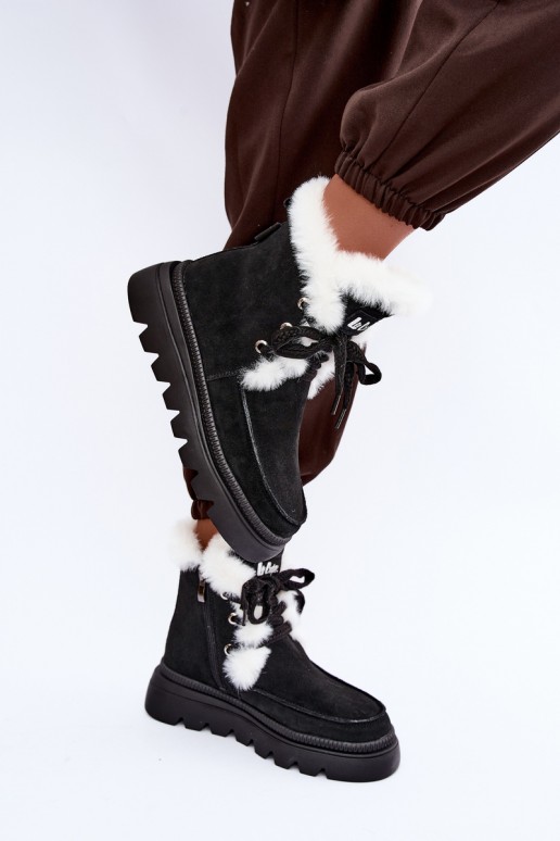 bottes de neige pour femmes en daim synthétique Lee Cooper LCJ-25-01-3737 couleur noire