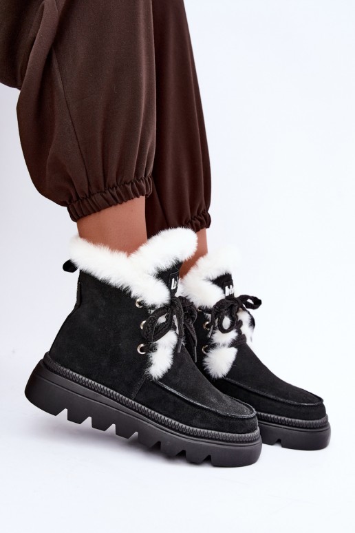bottes de neige pour femmes en daim synthétique Lee Cooper LCJ-25-01-3737 couleur noire