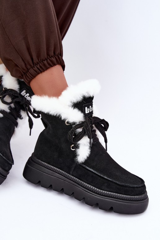 bottes de neige pour femmes en daim synthétique Lee Cooper LCJ-25-01-3737 couleur noire