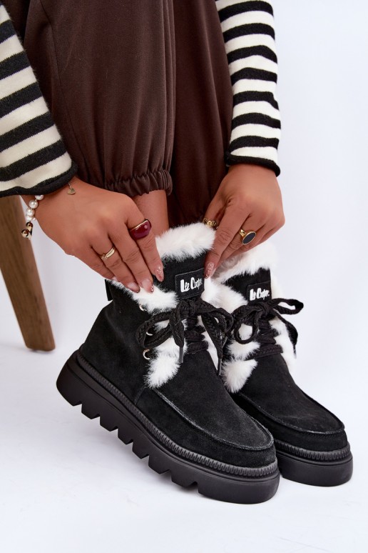 bottes de neige pour femmes en daim synthétique Lee Cooper LCJ-25-01-3737 couleur noire